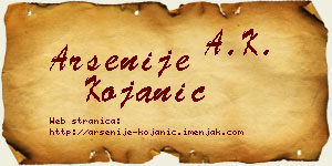 Arsenije Kojanić vizit kartica